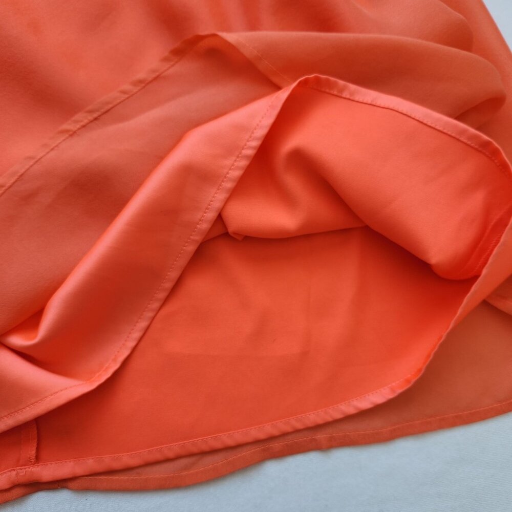 New Bebe Off Shoulder Silk Chiffon Dress Coral Orange Summer Party Taylor Swift - Picture 4 of 10